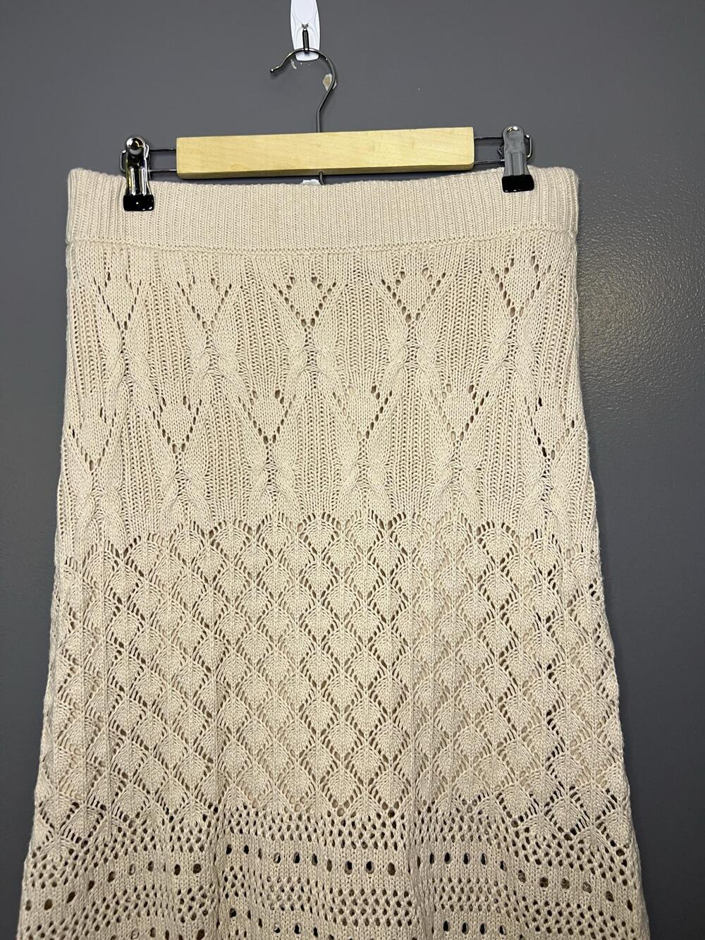 House Of Harlow 1960 Skirt Womens Medium Beige Crochet Knit Maxi Lined Boho